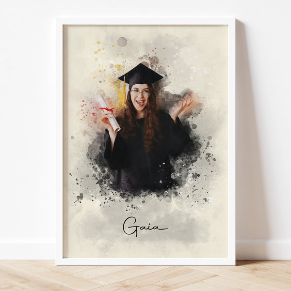 Custom Watercolour Graduation gift Portrait